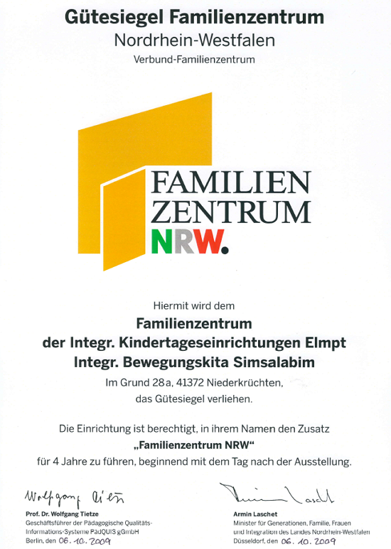 Gütesiegel Familienzentrum